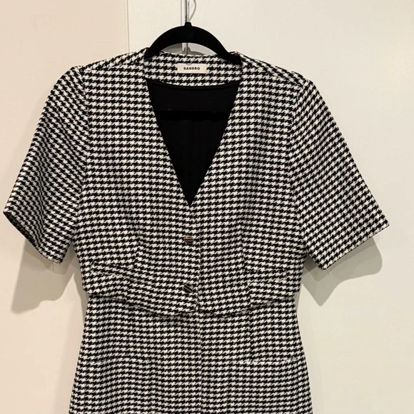 Sandro Short Houndstooth Tweed Dress Size 38 US 6 MSRP: $445 Excellent Condition - Picture 10 of 16